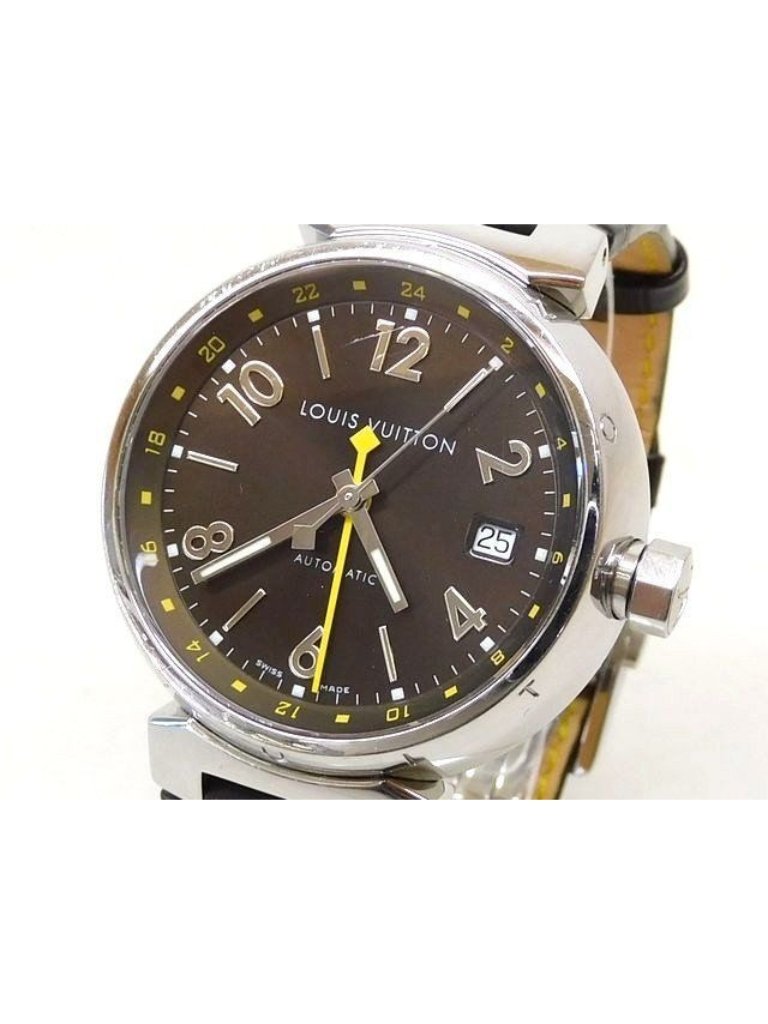 Louis Vuitton Tambour Gmt Watch Stainless Steel Brown Dial Automatic